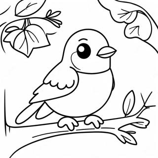 Pagina da Colorare Carino Pettirosso Seduto su un Ramo | pagina da colorare Robin