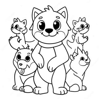 Pagina da Colorare di Wolfoo con Amici | pagina da colorare Wolfoo