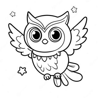 Pagina da Colorare di Owlette che Vola nel Cielo Notturno | pagina da colorare Owlette