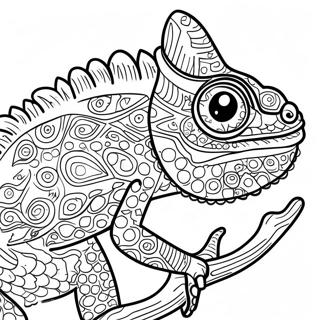 Pagina da colorare di un camaleonte colorato | pagina da colorare Rettili