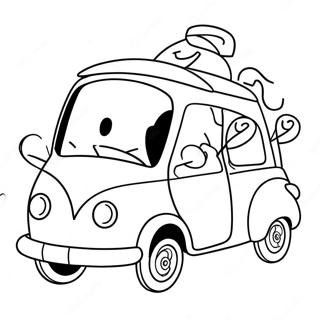 Pagina da colorare di auto carina in cartone animato | pagina da colorare Auto Facile
