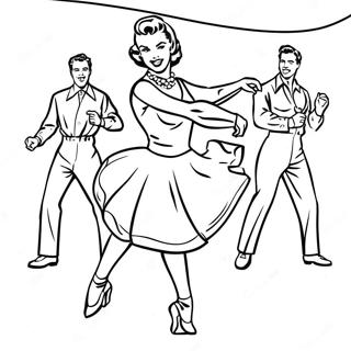 Pagina da Colorare Danzatore Rock and Roll degli Anni '50 | pagina da colorare anni '50