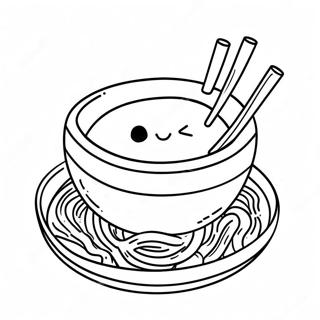 Pagina da colorare di un ramen carino in stile cartone animato | pagina da colorare Ramen