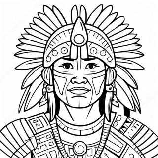 Pagina da Colorare Guerriero Azteco | pagina da colorare Azteco