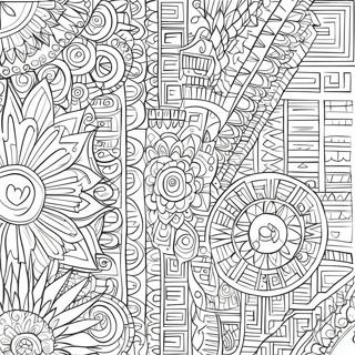 Motivi Aztechi Intricati Pagina da Colorare | pagina da colorare Azteco