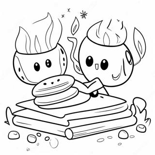 Carini S'mores attorno al Fuoco Pagina da Colorare | pagina da colorare Smore