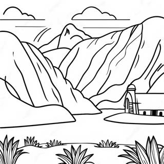 Paesaggio del Perù Pagine da Colorare | pagina da colorare Perù