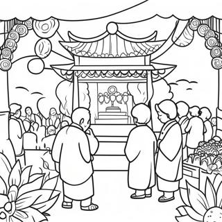 Scena del Festival AAPI Colorata Pagine da Colorare | pagina da colorare AAPI