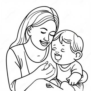 Pagina da Colorare Mamma e Bambino Giocosa | pagina da colorare Mamma e Me