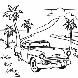 Pagina da Colorare di un Paesaggio Cubano Colorato | pagina da colorare Cuba