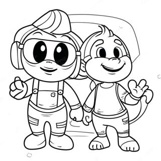 Pagina da Colorare di Mikey e JJ | pagina da colorare Mikey e JJ