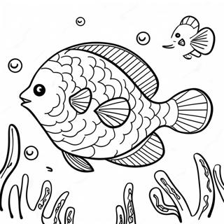 Pagina da Colorare della Scena Sottomarina di Flounder | pagina da colorare Sogliola