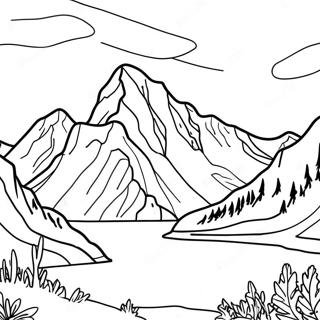 Pagina da Colorare delle Maestose Montagne dell'Alaska | pagina da colorare Alaska