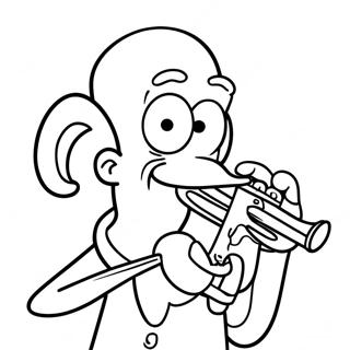 Pagina da colorare di Squidward che suona il clarinetto | pagina da colorare Squiddi
