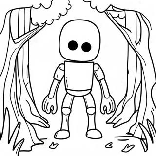 Pagina da Colorare Enderman Inquietante nella Foresta | pagina da colorare Enderman