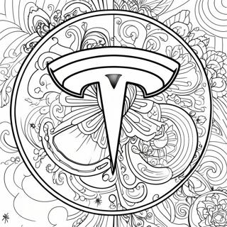 Pagina da colorare del logo Tesla | pagina da colorare Tesla