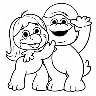 Pagina da Colorare Divertente di Elmo e Abby | pagina da colorare Elmo e Abby
