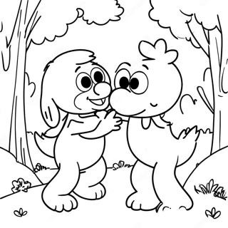 Elmo e Abby che giocano nel parco da colorare | pagina da colorare Elmo e Abby