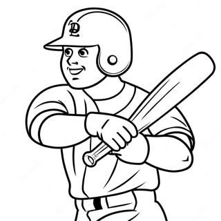 Pagina da Colorare del Giocatore Dodgers che Colpisce con la Mazza | pagina da colorare Dodgers