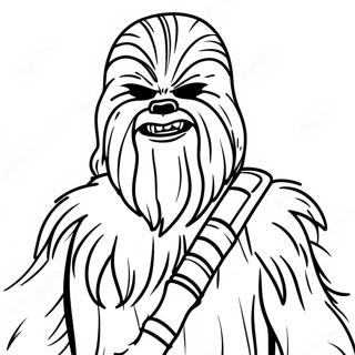Pagina da colorare di Chewbacca con il suo arco | pagina da colorare Chewbacca