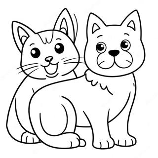 Pagina da Colorare di Cane e Gatto | pagina da colorare Cane e Gatto