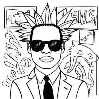 Pagina da colorare dell'arte colorata di Basquiat | pagina da colorare Basquiat