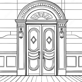 Pagina da Colorare di una Porta di Legno Classica | pagina da colorare Porte