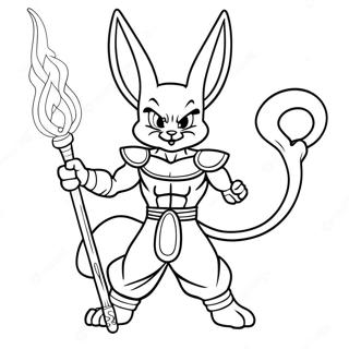 Pagina da Colorare di Beerus con il Suo Bastone | pagina da colorare Beerus