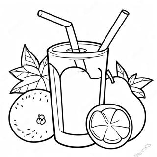 Pagina da Colorare Succo di Frutta Rinfrescante | pagina da colorare Bevande