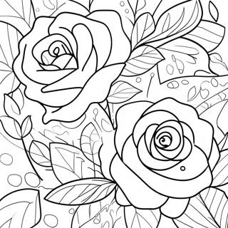 Pagina da Colorare di Bellissime Rose in Fiore | pagina da colorare Rose