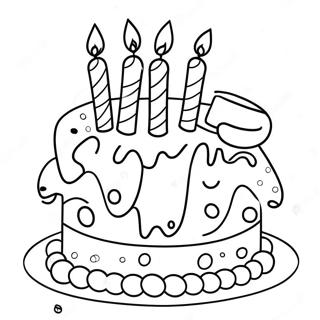 Pagina da Colorare della Torta di Compleanno con Candele Colorate | pagina da colorare Compleanno