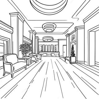 Pagina da Colorare della Hall dell'Hotel | pagina da colorare Hotel