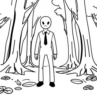 Pagina da colorare di Slenderman nel Bosco Inquietante | pagina da colorare Slenderman