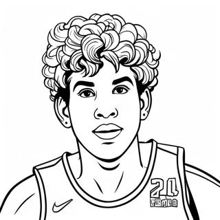 Pagina da Colorare di LaMelo Ball in Azione | pagina da colorare LaMelo Ball