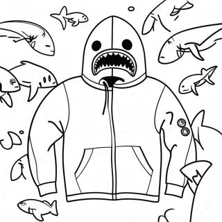 Pagina da Colorare del Bape Shark Hoodie | pagina da colorare Bape