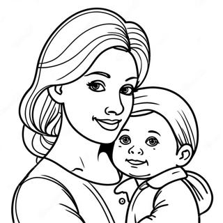 Pagina da Colorare della Mamma Affettuosa con Bambino | pagina da colorare Mamma