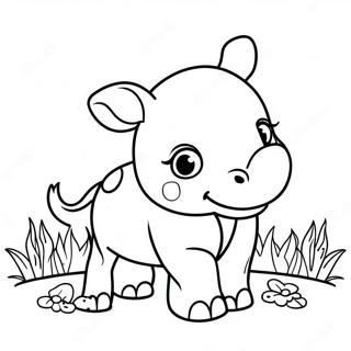 Pagina da Colorare di Cucciolo di Rinoceronte Carino | pagina da colorare Rinoceronte