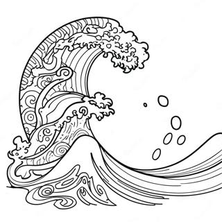 Potente Onda di Tsunami Pagine da Colorare | pagina da colorare Tsunami