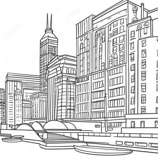 Pagina da Colorare dell'Architettura Colorata di Chicago | pagina da colorare Chicago