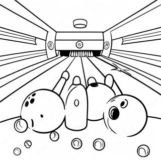 Pagina da Colorare della Scena della Sala da Bowling | pagina da colorare Bowling