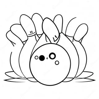 Pagina da Colorare della Palla da Bowling e dei Birilli Colorati | pagina da colorare Bowling