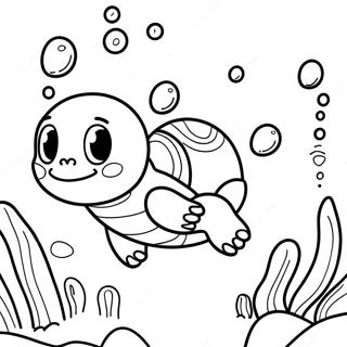 Pagina da Colorare di Squirtle che Nuota nell'Oceano | pagina da colorare Squirtle