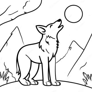 Pagina da Colorare Coyote Che Ulula alla Luna | pagina da colorare Coyote