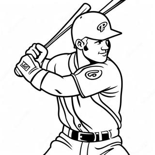 Pagina da colorare di Bryce Harper che colpisce con la mazza | pagina da colorare Bryce Harper