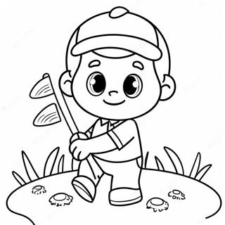 Pagina da Colorare di un Carino Golfista dei Cartoni | pagina da colorare Golf