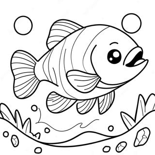 Pagina da colorare di un carino salmone dei cartoni animati | pagina da colorare Salmone