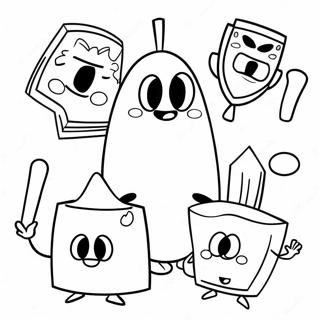 Pagina da Colorare dei Personaggi BFDI in Azione | pagina da colorare BFDI
