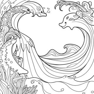 Pagina da Colorare di Onde Oceaniche Gentili | pagina da colorare Onde