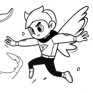 Pagina da Colorare di Danny Phantom che Vola in Forma Fantasmatica | pagina da colorare Danny Phantom