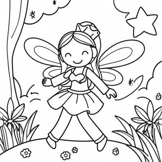 Pagina da Colorare della Fata Magica in un Giardino | pagina da colorare Fiera